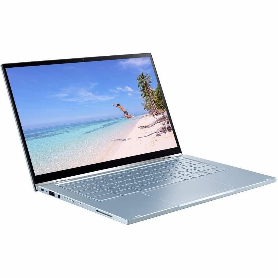 ASUS C433, 14 Inch Touchscreen ChromeBook Flip, Intel M3 Processor, 64 GB eMMC, 4 GB RAM, Chrome OS, Silver/Blue