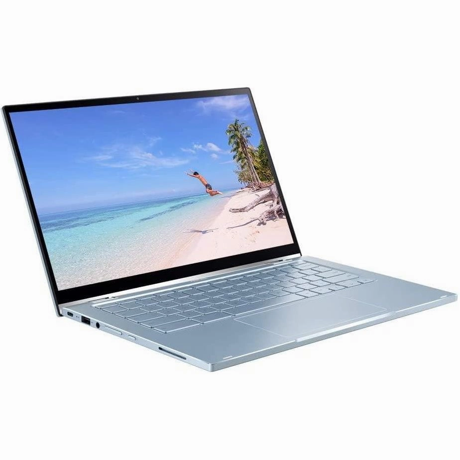 ASUS C433, 14 Inch Touchscreen ChromeBook Flip, Intel M3 Processor, 64 GB eMMC, 4 GB RAM, Chrome OS, Silver/Blue