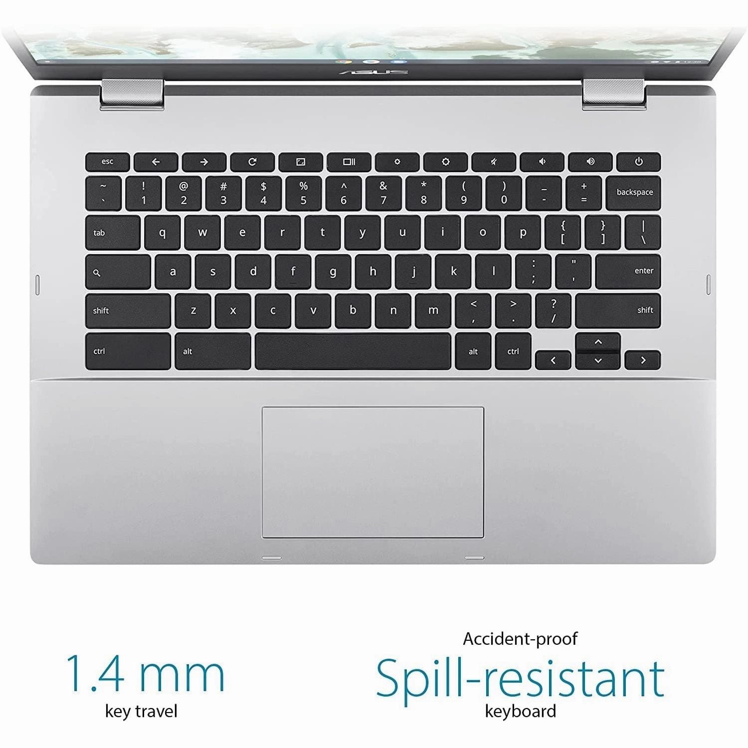 Asus Chromebook CX1400CN Intel N3350/BGA 4GB RAM, 64GB Storage eMMC, Chrome OS - Transparent Silver
