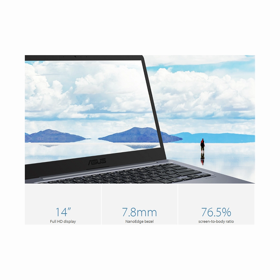 Asus E406M - 14 Inch - 64GB SSD - 4GB RAM - Intel Celeron N4000 - Windows 10 - Grey