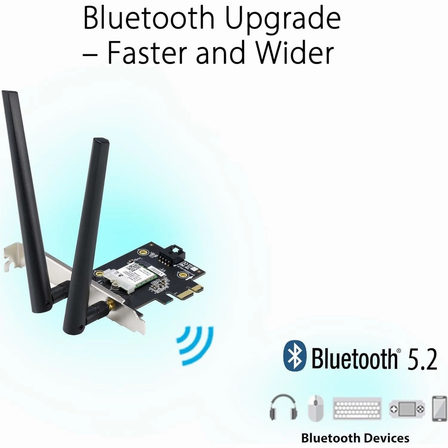 Asus (PCE-AXE5400) AXE5400 Wi-Fi 6E Tri-Band PCI Express Adapter, Bluetooth 5.2, OFDMA & MU-MIMO