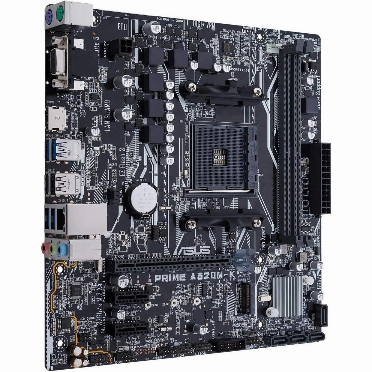 Asus Prime A320M-K AM4 motherboard socket (uATX, AMD A320, Ryzen, 2x DDR4 memory, USB 3.0, M.2 interface)