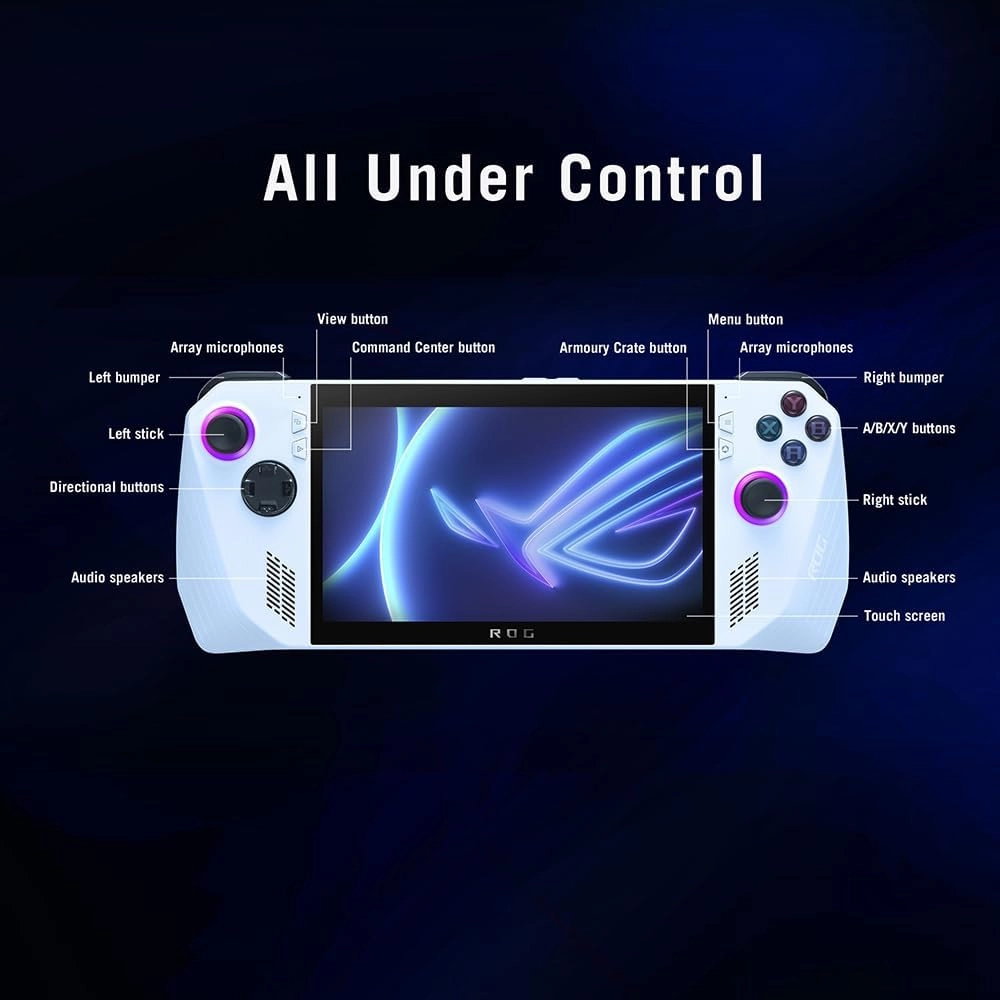 ASUS ROG Ally Handheld Gaming Console - 7" Full HD 120Hz Touchscreen, AMD Ryzen Z1 Extreme, 16GB RAM, 512GB PCIe SSD, AMD Radeon Graphics, Windows 11 - White