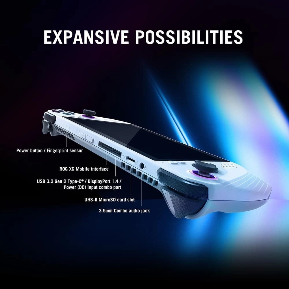 ASUS ROG Ally Handheld Gaming Console - 7" Full HD 120Hz Touchscreen AMD Ryzen Z1 Extreme, 16GB RAM, 512GB PCIe SSD, AMD Radeon Graphics, Windows 11, White