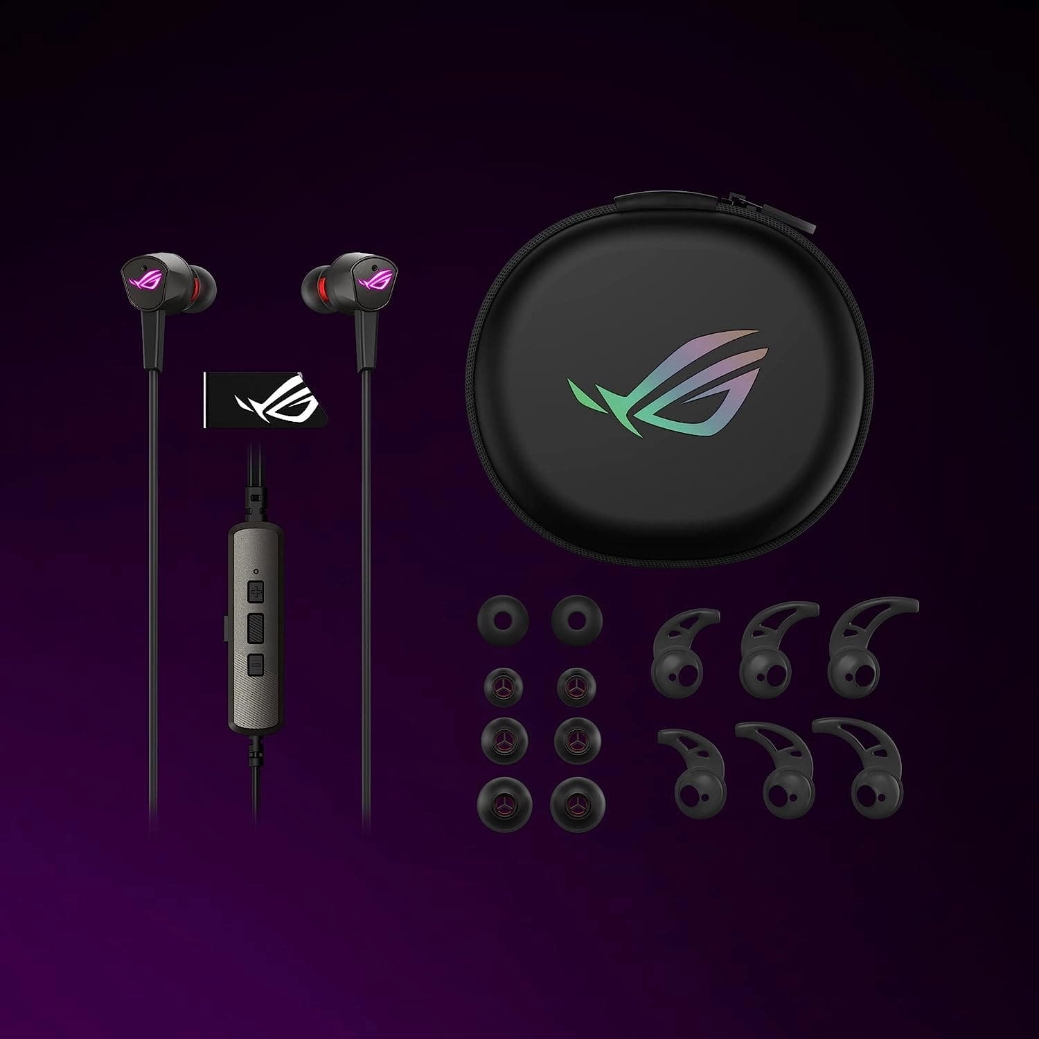 ASUS ROG Cetra II in-Ear Gaming Headphones | Earbuds, Microphone, ANC, USB-C, Aura Sync RGB Lighting, Bundled Travel Case, Silicon Tips, Compatible with Laptop, Switch, ROG Phone and Smart Devices