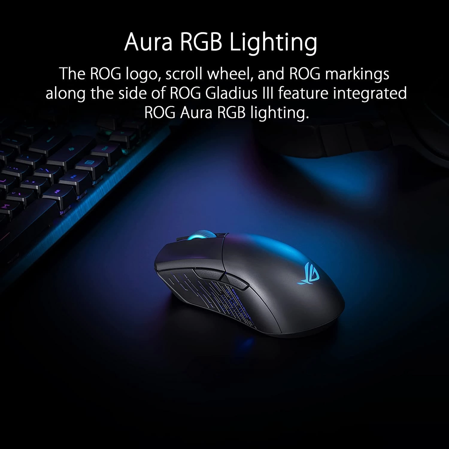 ASUS ROG Gladius III Wireless Gaming Mouse, 3 Connection Modes - Wired / Bluetooth / RF 2.4 GHz, 19,000 DPI Optical Sensor, 6 Programmable Buttons, RGB, 85 Hour Battery Life, Ergonomic, Black