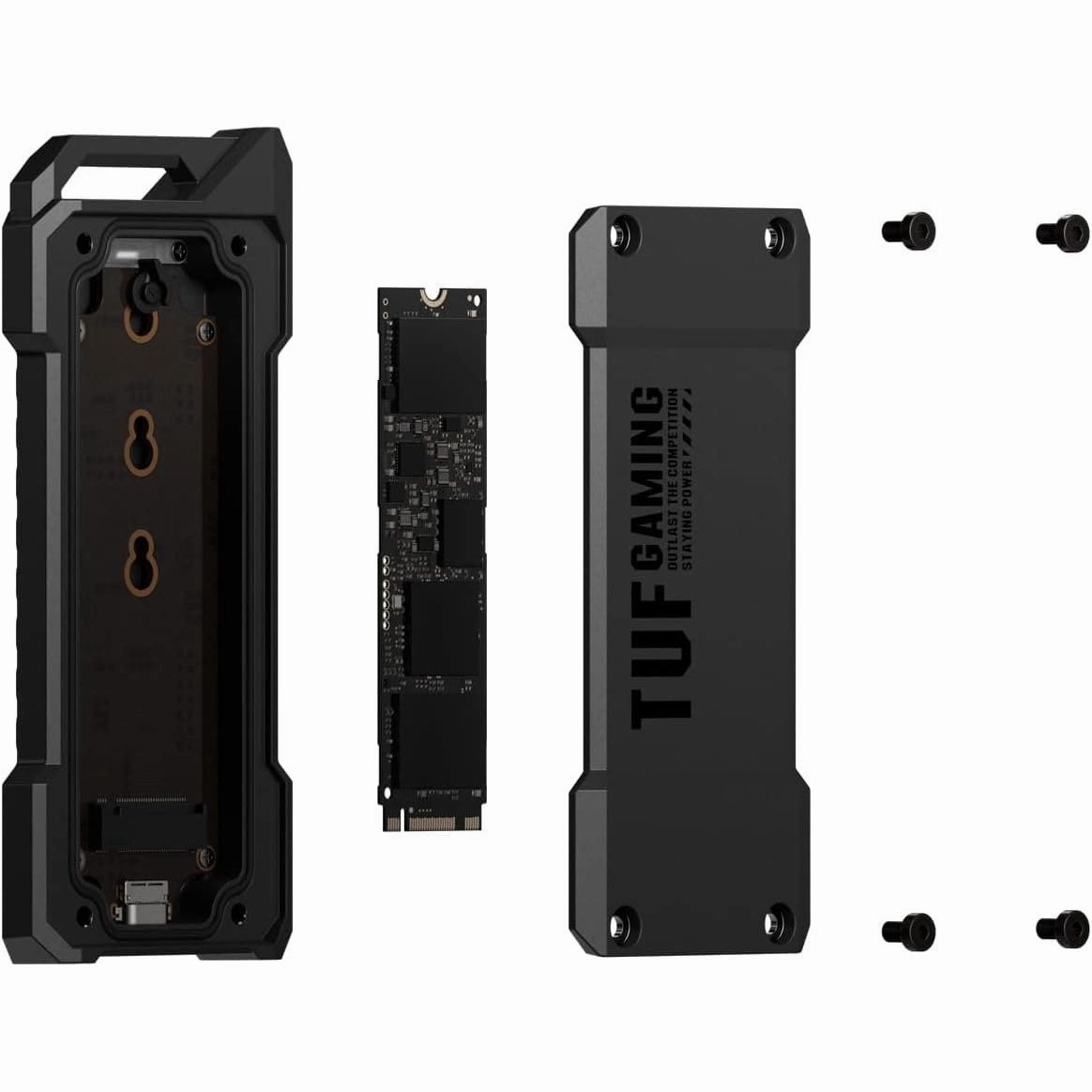 ASUS TUF Gaming A1 SSD Enclosure C USB-C 3.2 Gen 2x1, Dual M.2 NVMe & SATA Support, Tool-Free M.2 Q-Latch, MIL-STD-810H, IP68 Rated