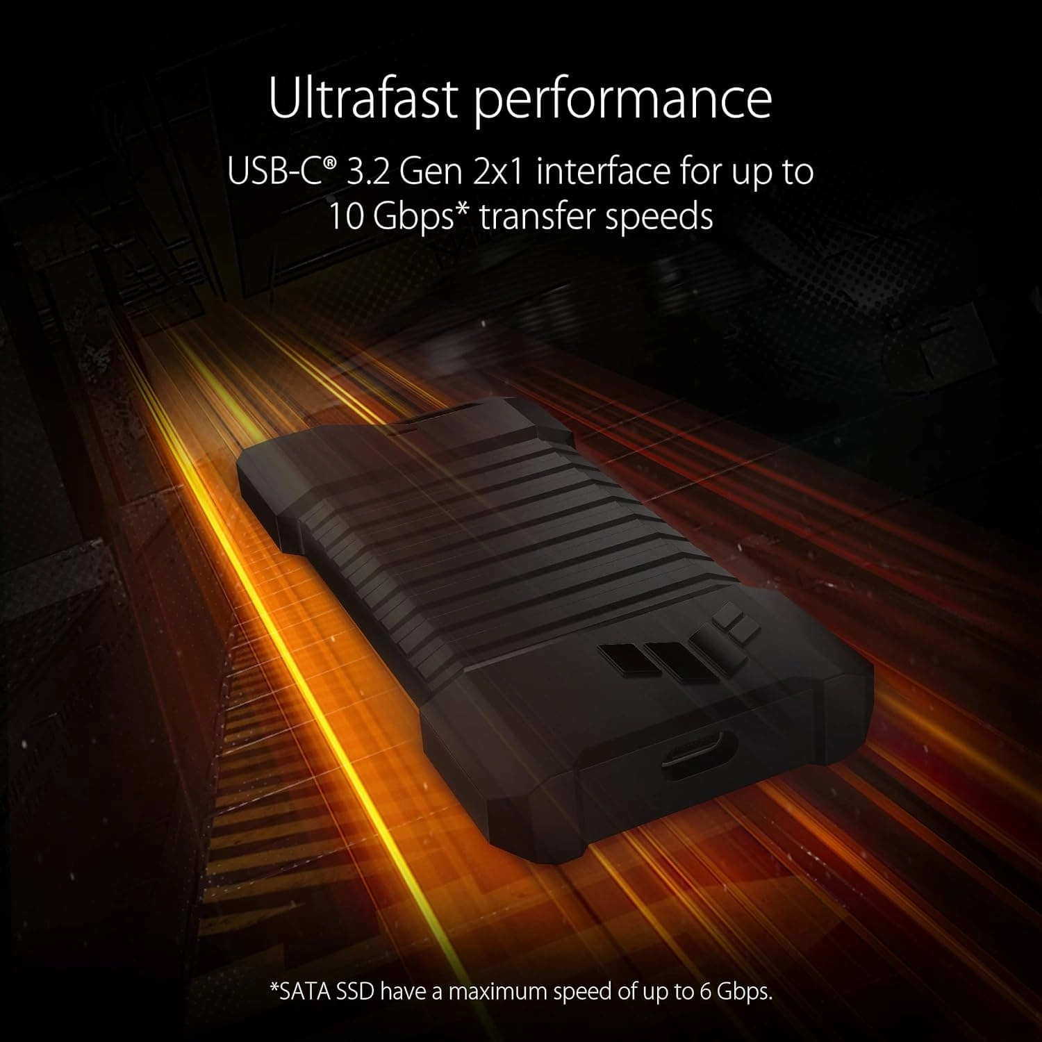 ASUS TUF Gaming A1 SSD Enclosure C USB-C 3.2 Gen 2x1, Dual M.2 NVMe & SATA Support, Tool-Free M.2 Q-Latch, MIL-STD-810H, IP68 Rated