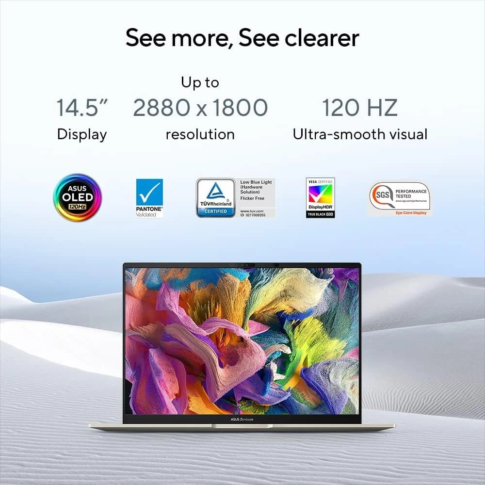 ASUS Zenbook 14X OLED (UX3404VA) - 14.5 Inches - 1TB SSD - 16GB RAM - Intel i9-13900H - 2.8K Touchscreen 120Hz OLED Laptop - Black