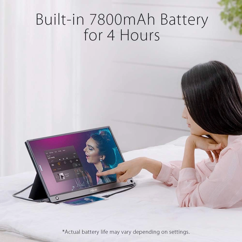 ASUS ZenScreen Touch 15.6" FHD Portable Monitor (MB16AMT) - IPS, 1080P, USB-C, HDMI, 10-Point Touch, Smart Cover, Compatible with Laptop, PC, Phone