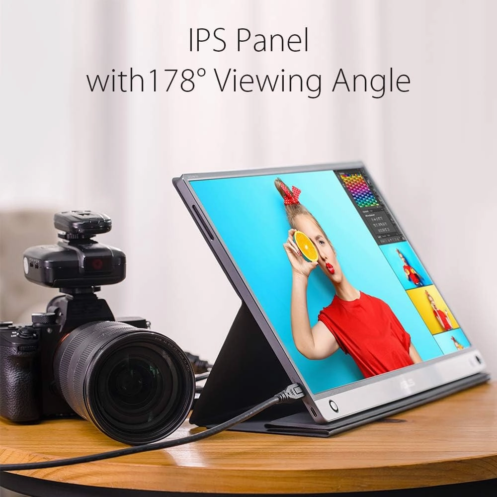 ASUS ZenScreen Touch 15.6" FHD Portable Monitor (MB16AMT) - IPS, 1080P, USB-C, HDMI, 10-Point Touch, Smart Cover, Compatible with Laptop, PC, Phone