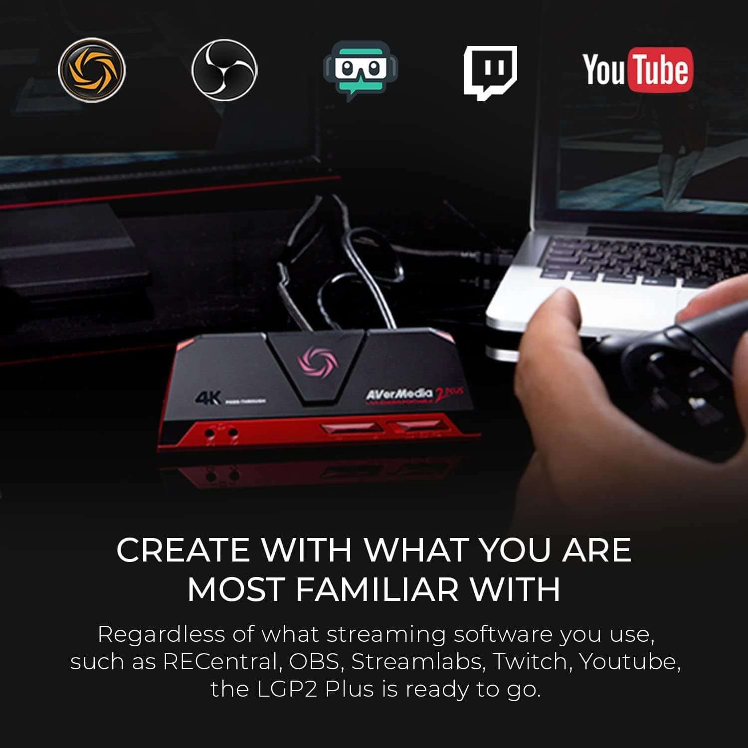 AVerMedia Live Gamer Portable 2 Plus GC513, Game Capture Card, 1080p60 Streaming & Recording, 4K60 Pass-through for PS5, Switch, PC/Mac