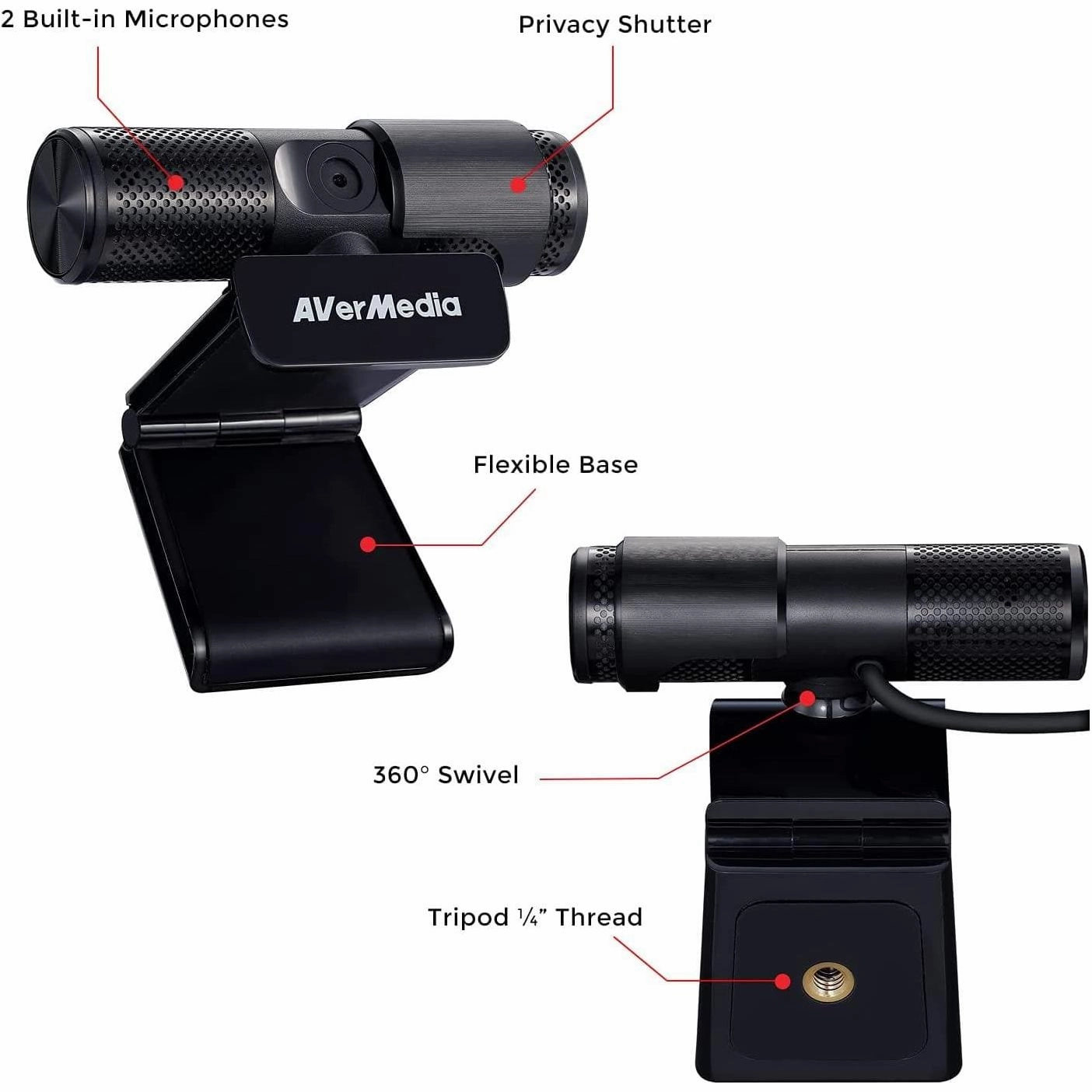 AVerMedia PW313 Live Streamer CAM - Full HD 1080p/30fps Webcam for video calling, Works with Skype, Zoom, FaceTime, Hangouts, PC/Mac/Laptop/ - Black