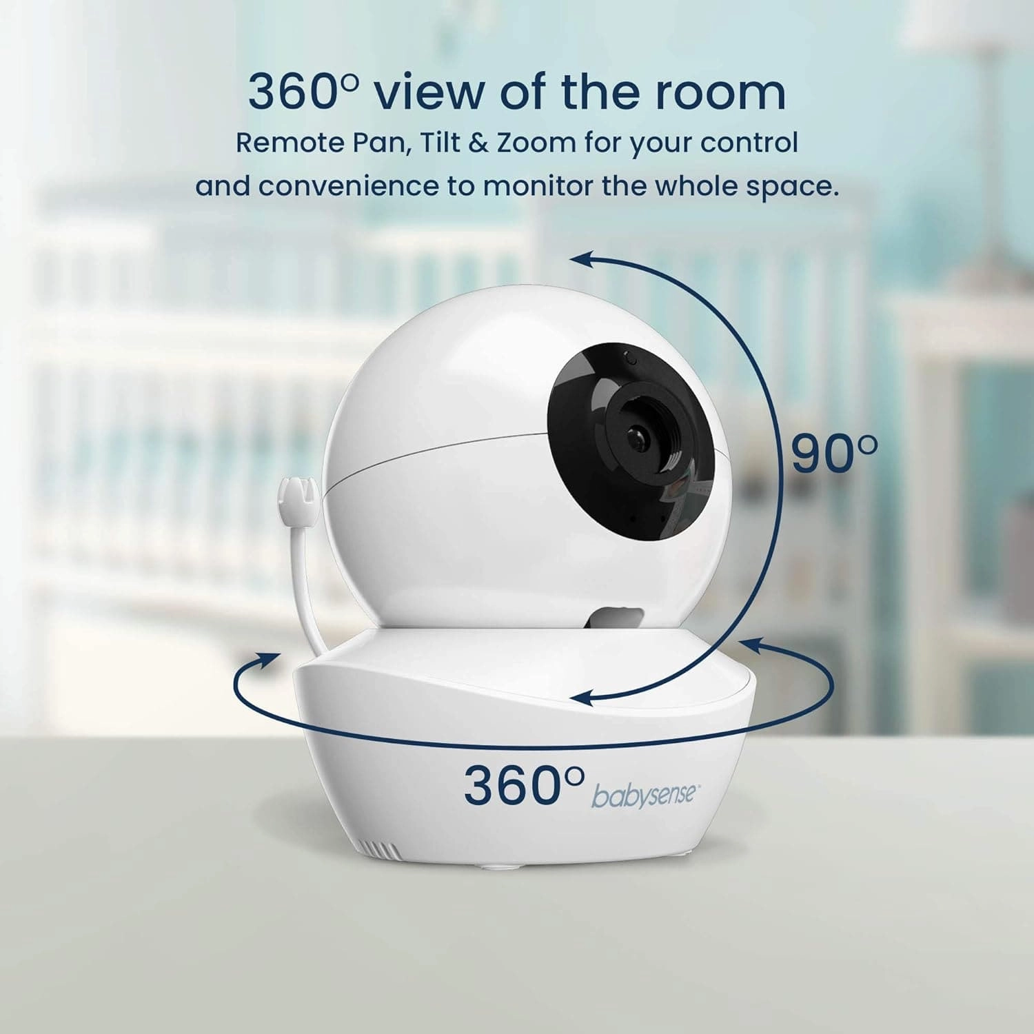 Babysense UPGRADED 720p 5" HD Split-Screen Baby Monitor, Video Baby Monitor with Two HD Cameras and Audio, Adjustable Night Light, White Noise and Lullabies, Long Range, 4xZoom, 4000mAh Battery