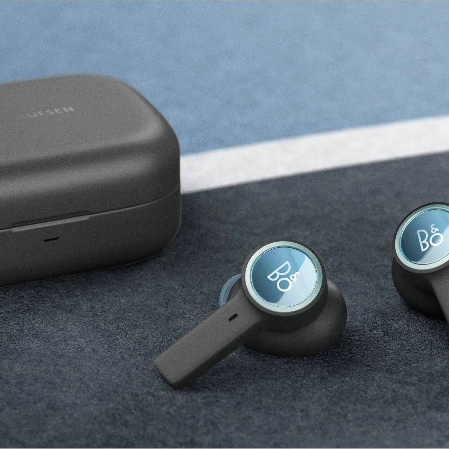 Bang & Olufsen Beoplay EX - Bluetooth Active Noise Cancelling Earphones, Playtime Up to 20 Hours, Waterproof IP57, Sport and Play with Charging Case - Anthracite/Oxygen
