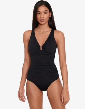 Beach Club Solids Ring OTS Swimsuit - Black