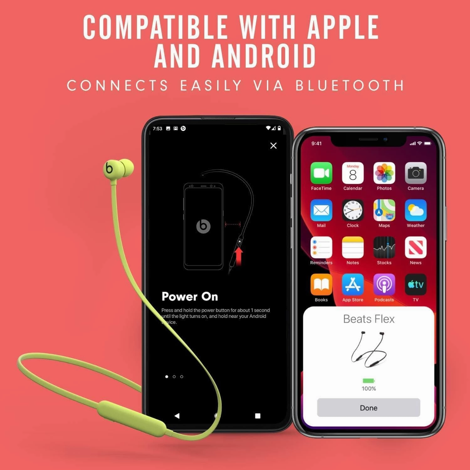 Beats Flex Wireless Earphones  Apple W1 Headphone Chip, Magnetic Earbuds, Class 1 Bluetooth, 12 Hours of Listening Time, Built-in Microphone - Beats Black