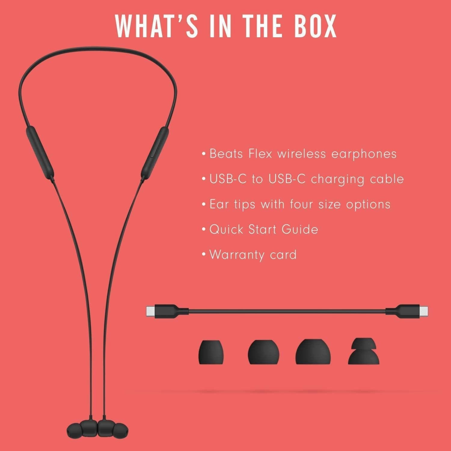 Beats Flex Wireless Earphones  Apple W1 Headphone Chip, Magnetic Earbuds, Class 1 Bluetooth, 12 Hours of Listening Time, Built-in Microphone - Beats Black