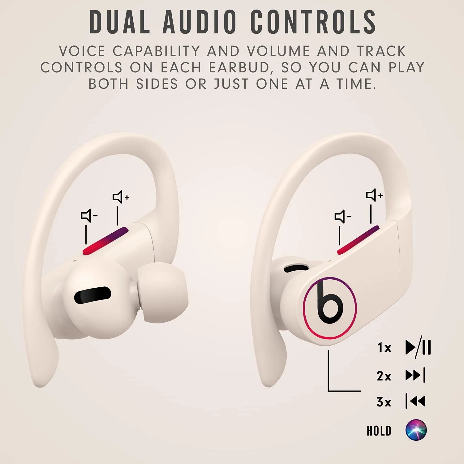 Beats Powerbeats Pro Wireless Earphones, Apple H1 Chip, Class 1 Bluetooth, 9-Hour Battery, Sweat-Resistant, Built-in Microphone - Ivory