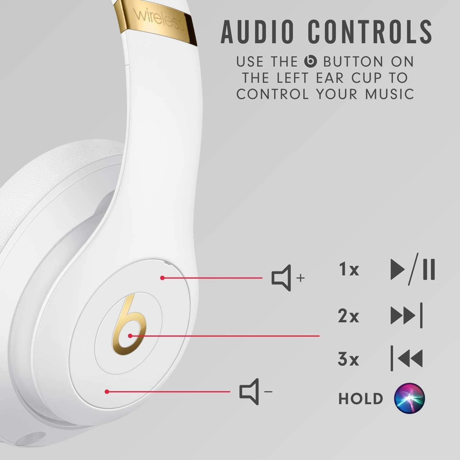 Beats Studio3 ANC Over-Ear Wireless Headphones - White