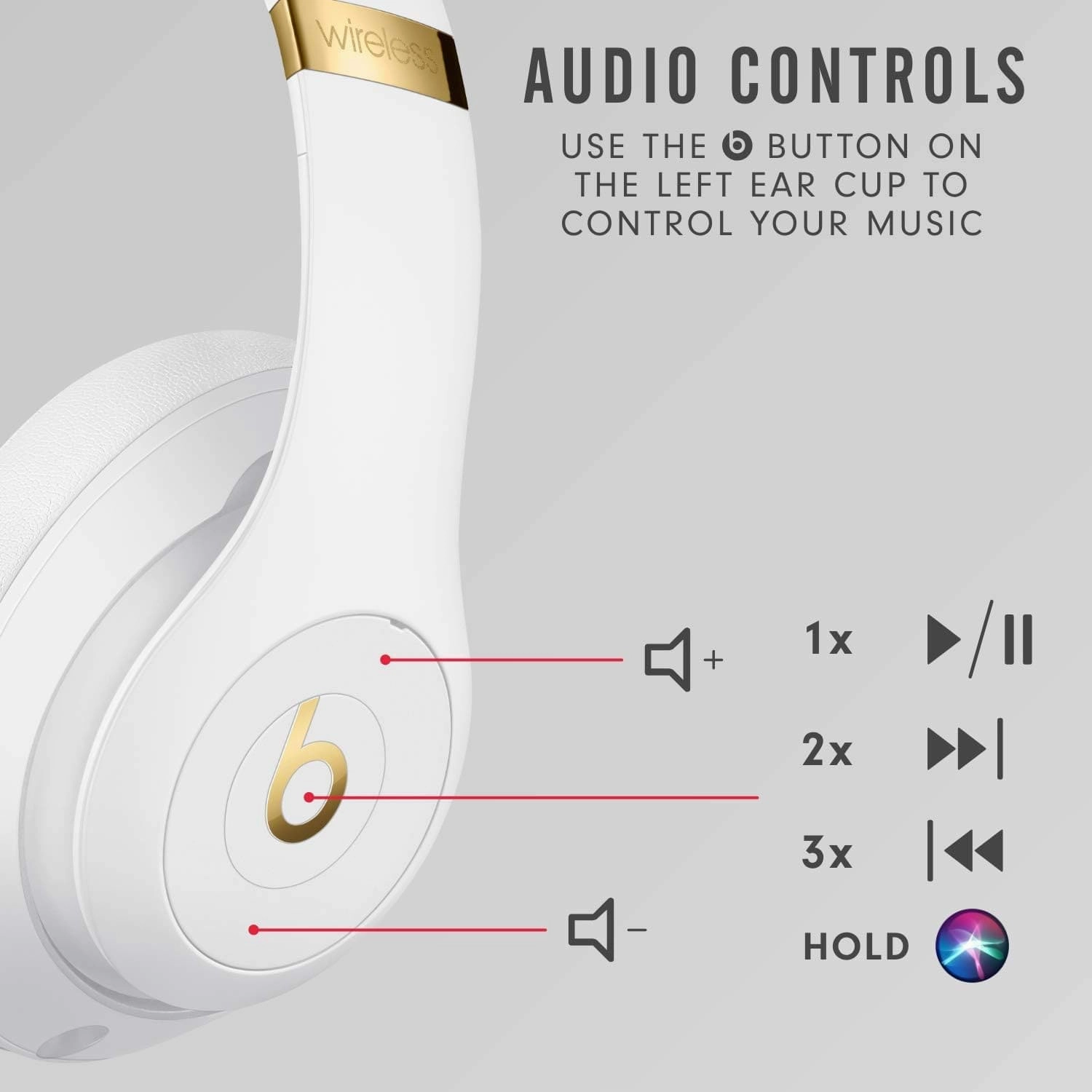 Beats Studio3 ANC Over-Ear Wireless Headphones - White