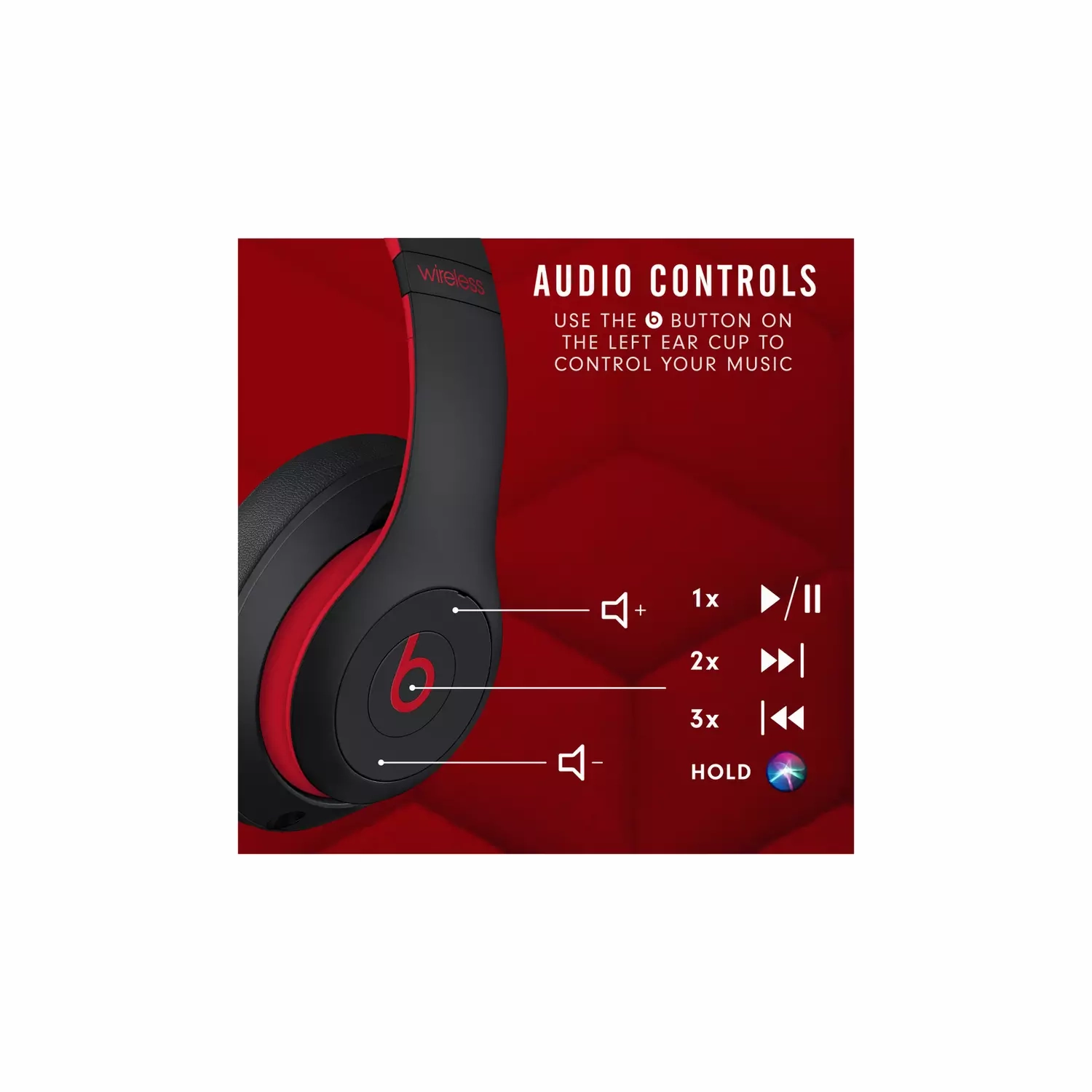 Beats Studio3 ANC Over-Ear Wireless Headphones [Black/Red]