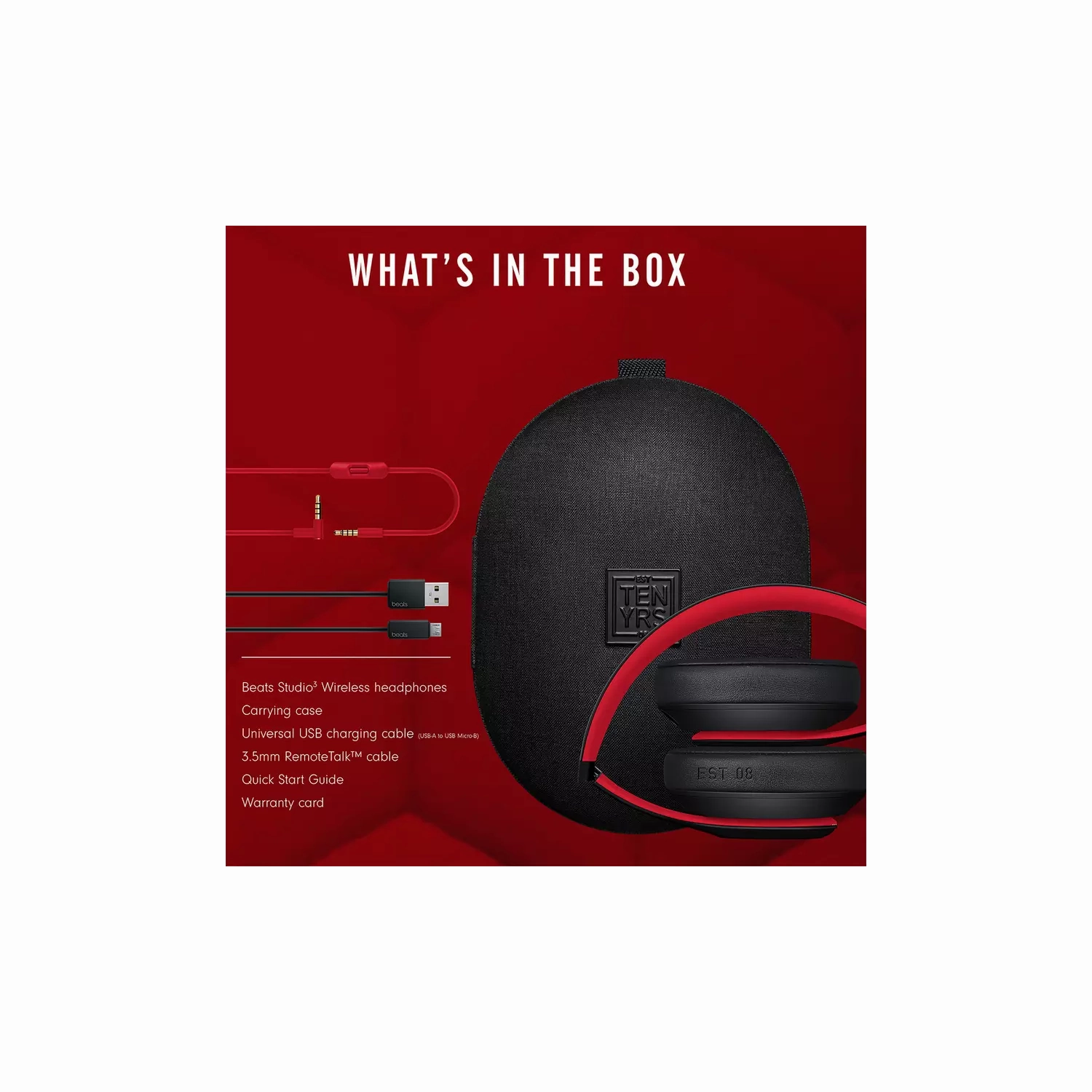 Beats Studio3 ANC Over-Ear Wireless Headphones [Black/Red]