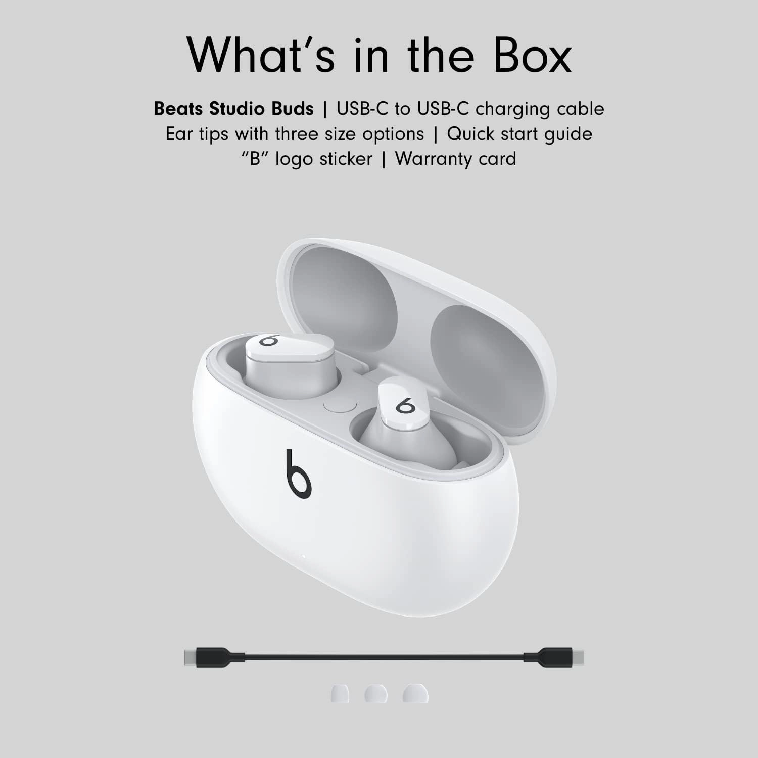 Beats Studio Buds True Wireless Bluetooth In-Ear Headphones with Active Noise Cancelling -  White