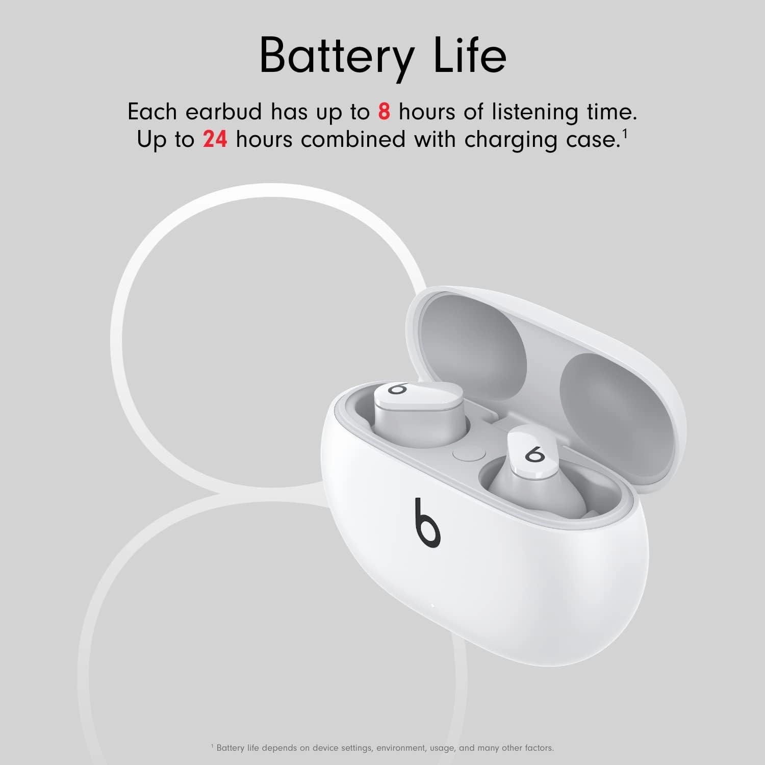 Beats Studio Buds True Wireless Bluetooth In-Ear Headphones with Active Noise Cancelling -  White