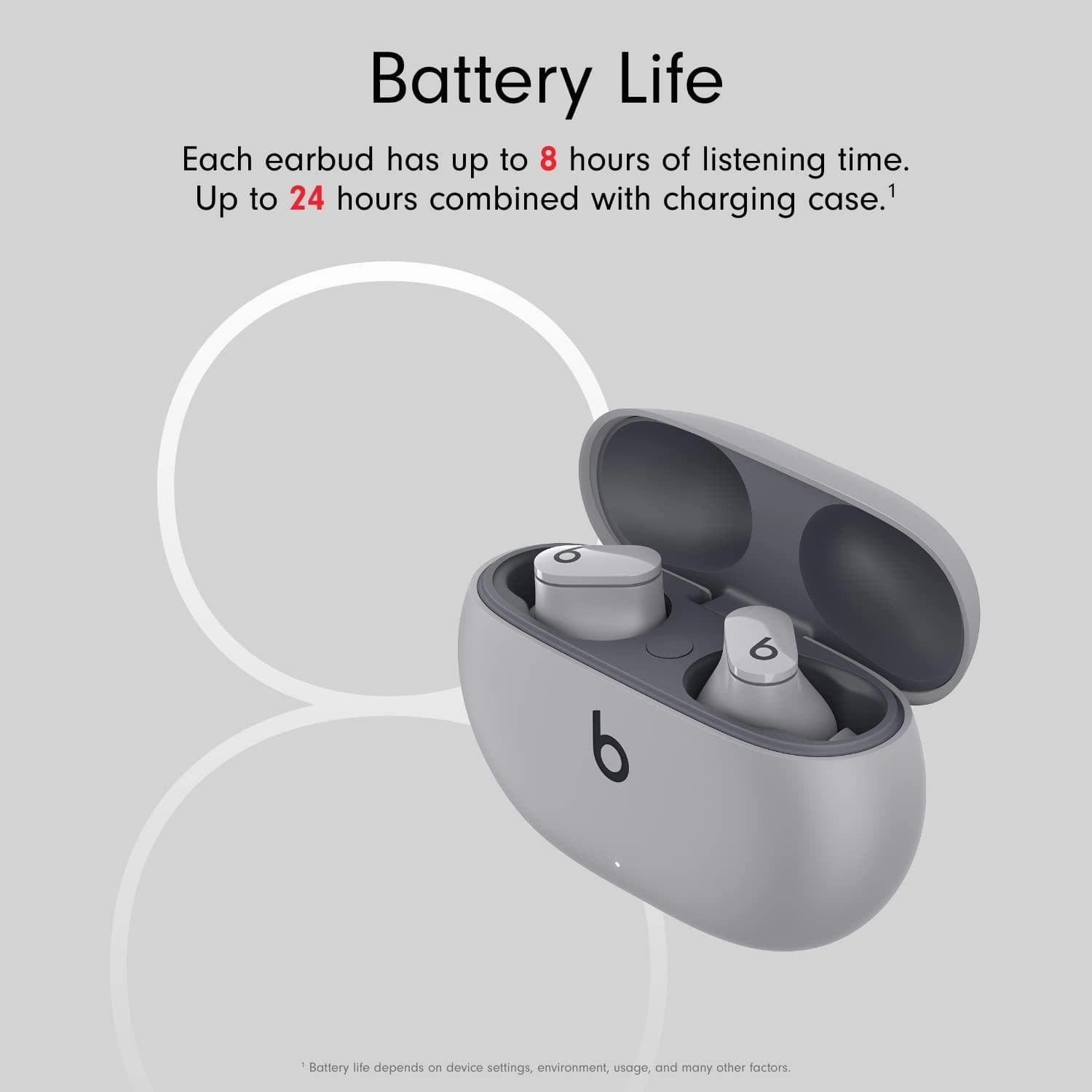 Beats Studio Buds  True Wireless Noise Cancelling Earbuds- Moon Grey