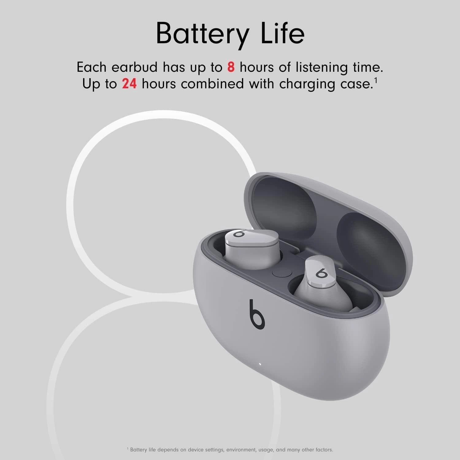Beats Studio Buds  True Wireless Noise Cancelling Earbuds- Moon Grey