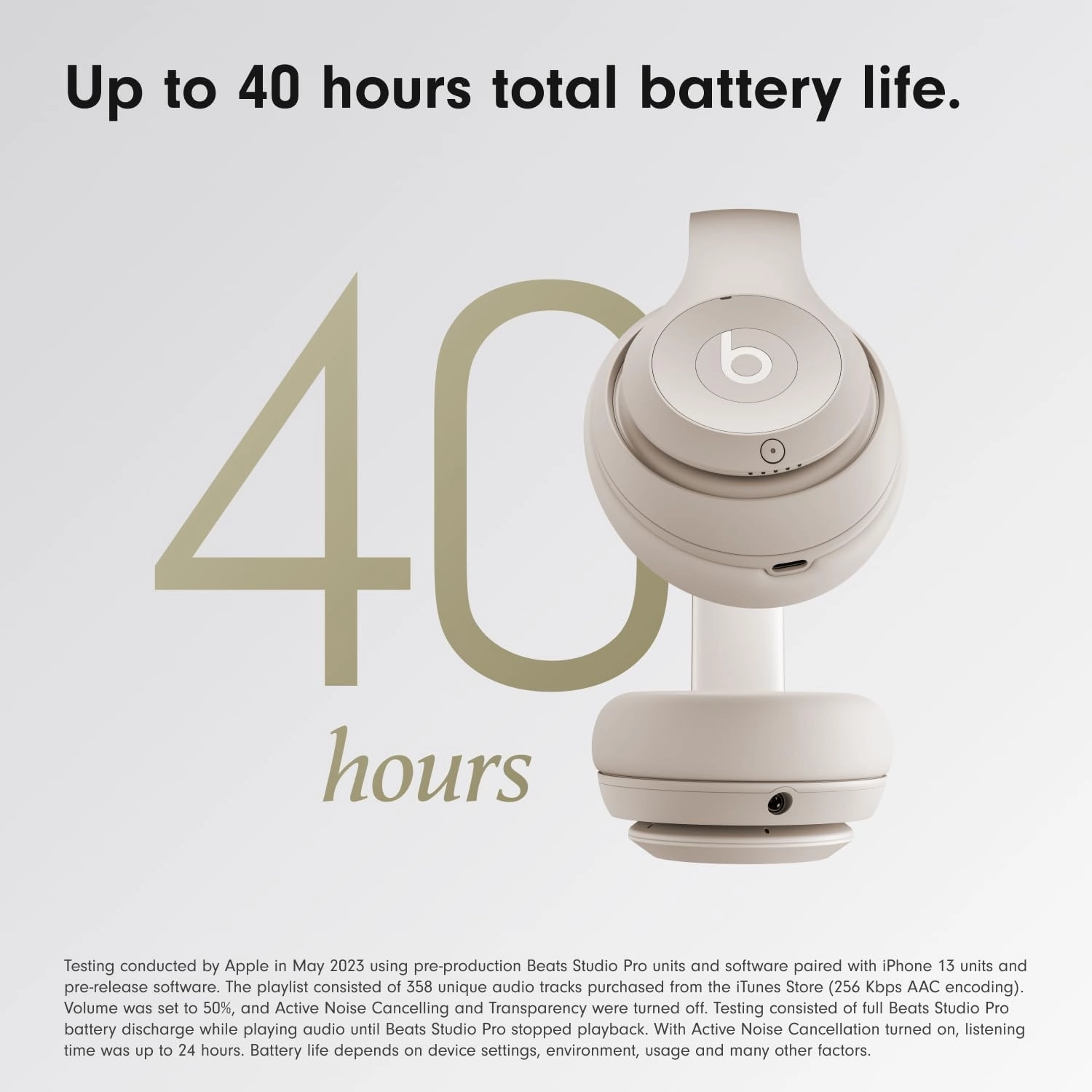 beats Studio Pro  Wireless Bluetooth Noise Cancelling Headphones  Personalised Spatial Audio, USB-C Lossless Audio, Apple & Android Compatibility, Up to 40 Hours Battery Life  Sandstone