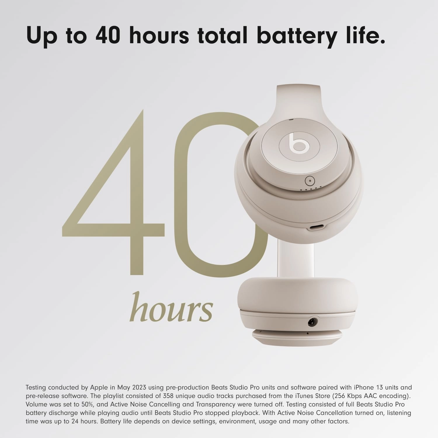 beats Studio Pro  Wireless Bluetooth Noise Cancelling Headphones  Personalised Spatial Audio, USB-C Lossless Audio, Apple & Android Compatibility, Up to 40 Hours Battery Life  Sandstone