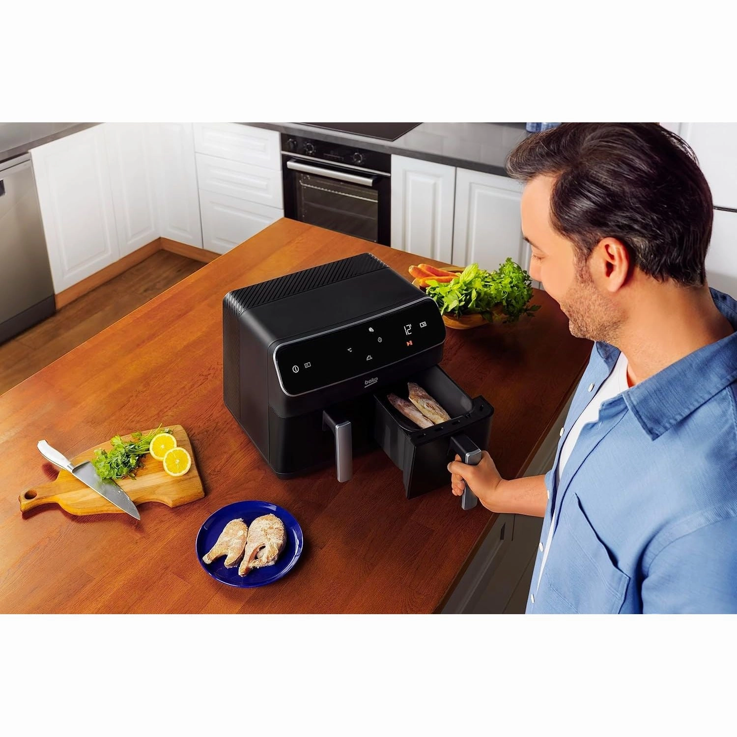 Beko Dual Zone Air Fryer ExpertFry FRL5388B  8.5L Capacity, Smart Finish, Match Cook, 9 Automatic Functions, Dehydrate, Black