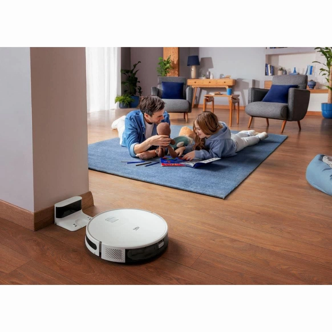 Beko VRR60314VW Robot Vacuum Cleaner - 2000Pa Suction, 150 Min Run Time, 4 Cleaning Modes, Mop & Water Tank, WiFi/Smartphone Compatible