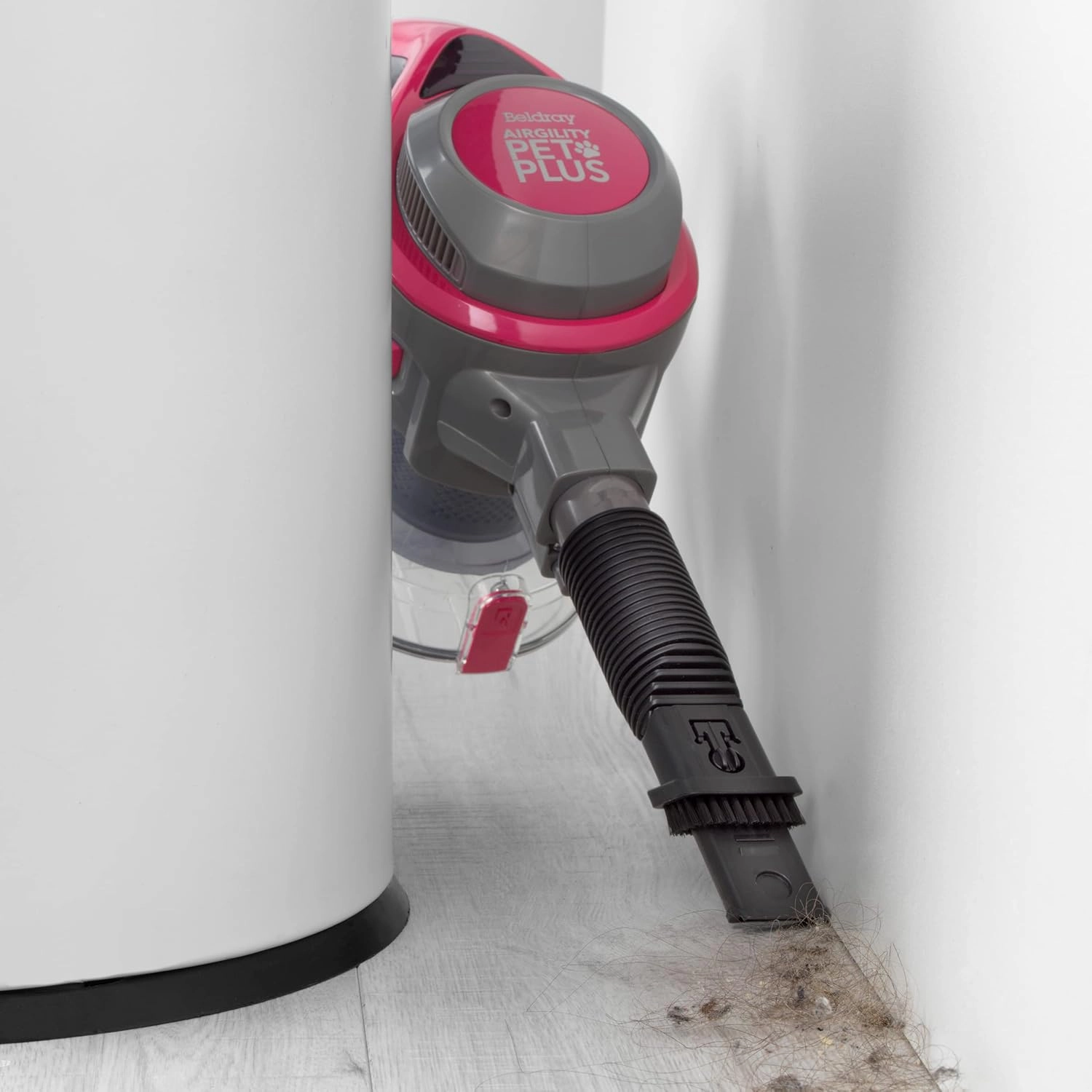 Beldray BEL01515MOB Airgility Cordless Vacuum Cleaner  Portable Handheld Vacuum with Crevice Tool, Rechargeable Stick Vac with Up to 40 Minutes Runtime, Pet Plus  for Pet Hair, 1.2L Dust Tank, Pink