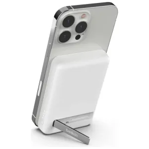 Belkin 5000 mAh Magnetic Wireless Power Bank, Portable Charger Compatible with MagSafe with Pass-thru Charging, 7.5W Output, 10W Input and Kickstand, Compatible with iPhone 13 and 12 Series  White playstation 5, ps5 accessories, playstation games online