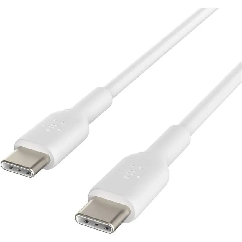 Belkin BoostCharge USB-C to USB-C fast charger cable, USB type C charger cable fast charging for iPhone 15, Samsung Galaxy S24, Google Pixel, iPad, MacBook, Nintendo Switch and more - 1m, 2pack, White