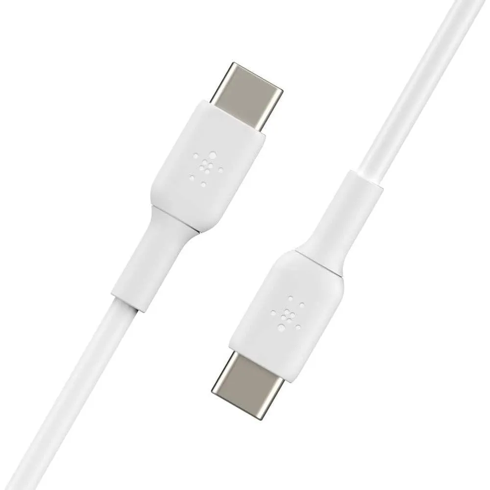 Belkin BoostCharge USB-C to USB-C fast charger cable, USB type C charger cable fast charging for iPhone 15, Samsung Galaxy S24, Google Pixel, iPad, MacBook, Nintendo Switch and more - 1m, 2pack, White