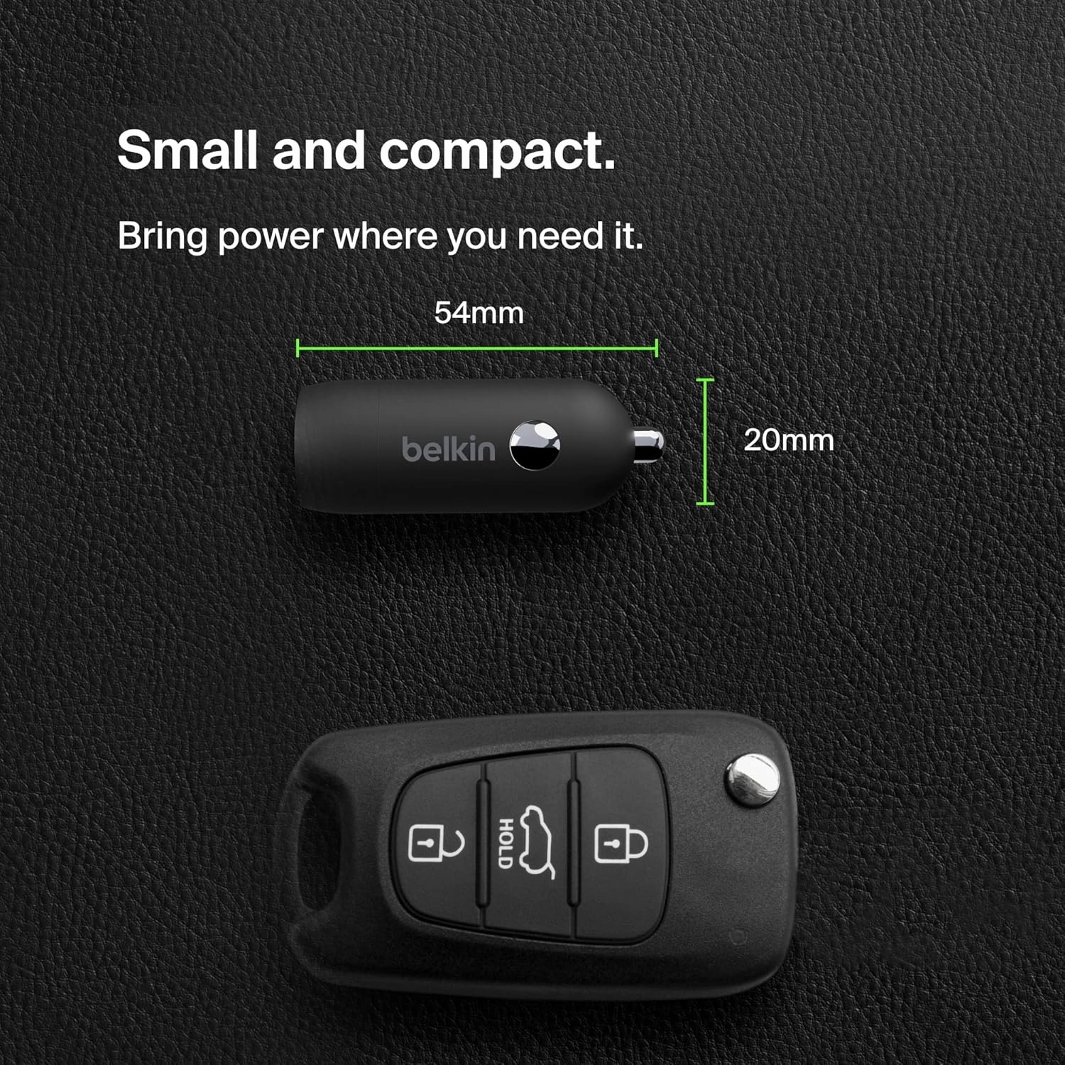 Belkin BoostCharge 30W USB-C Fast Car Charger  Compact Design with USB-C to USB-C Cable  Universal for iPhone 16/15, Galaxy S23, Note & More  Black