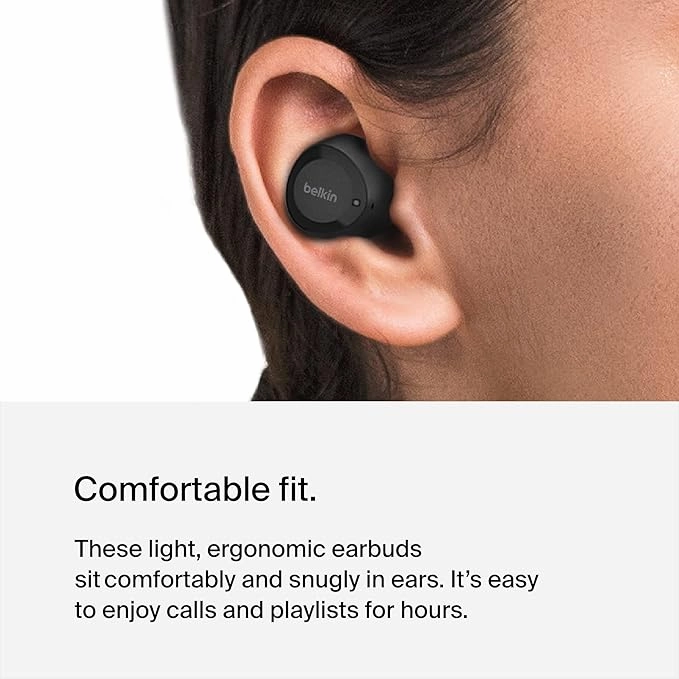Belkin SoundForm Bolt True Wireless Earbuds  28H Battery, IPX4, Bluetooth Mic - Black