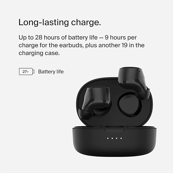 Belkin SoundForm Bolt True Wireless Earbuds  28H Battery, IPX4, Bluetooth Mic - Black