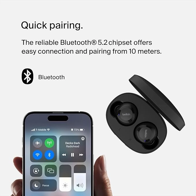 Belkin SoundForm Bolt True Wireless Earbuds  28H Battery, IPX4, Bluetooth Mic - Black