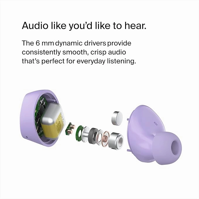 Belkin SoundForm Bolt True Wireless Earbuds, Wireless earphones with mic for iPhone, Galaxy and more - Lavender
