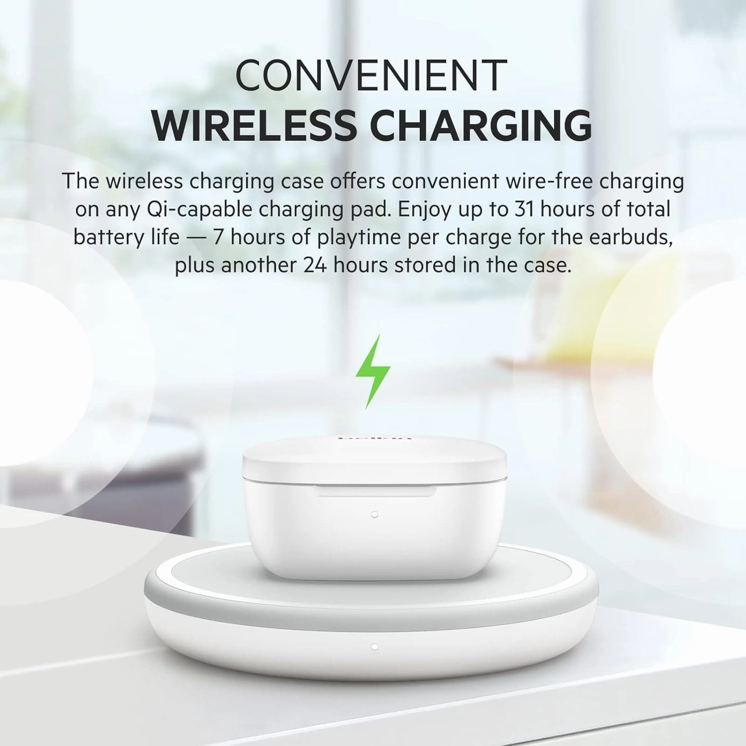 Belkin SOUNDFORM Flow True Wireless Earbuds with Active Noise Cancellation, Bluetooth Earphones with Wireless Charging, IPX5 Sweat and Water Resistant, 31H Play Time, for iPhone, Galaxy, Pixel - White