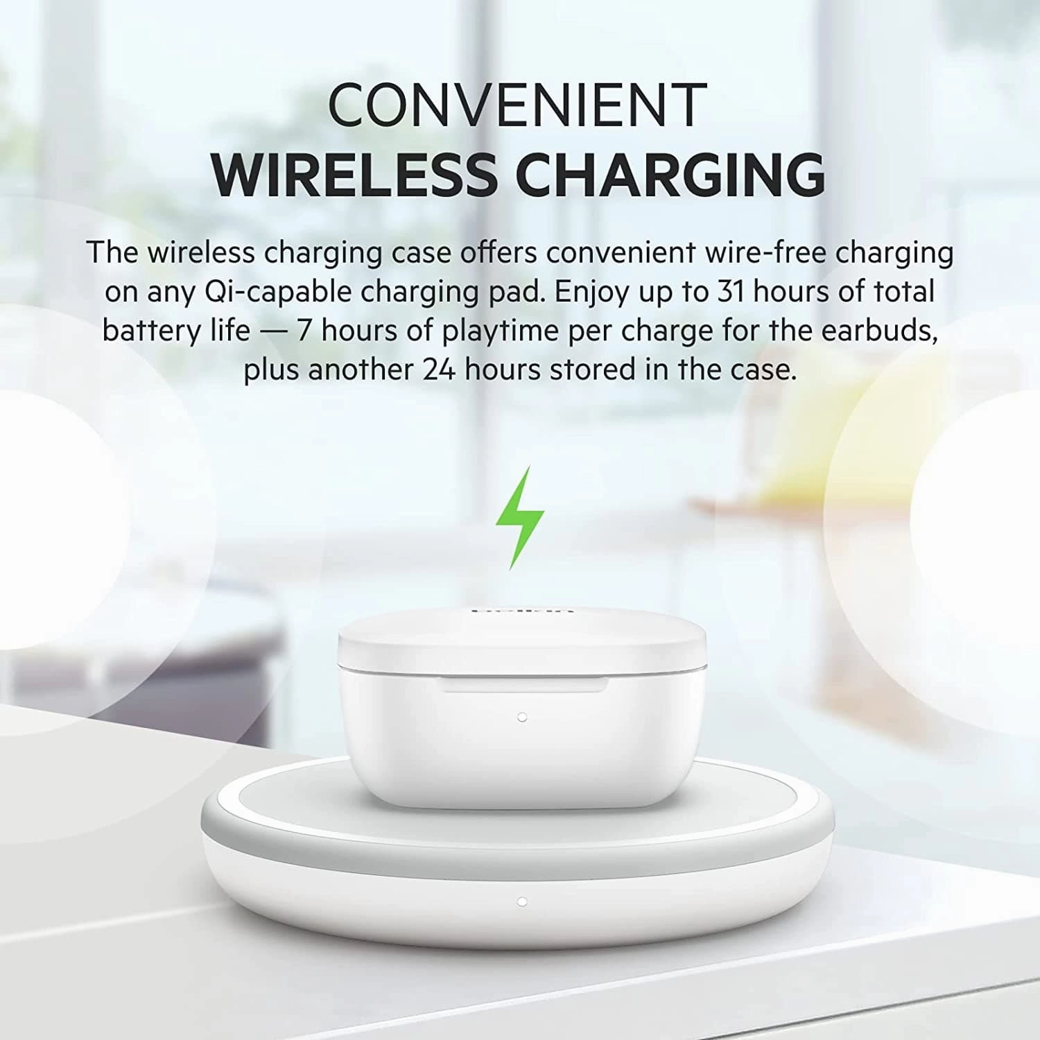 Belkin SOUNDFORM Flow True Wireless Earbuds with Active Noise Cancellation, Bluetooth Earphones with Wireless Charging, IPX5 Sweat and Water Resistant, 31H Play Time, for iPhone, Galaxy, Pixel - White