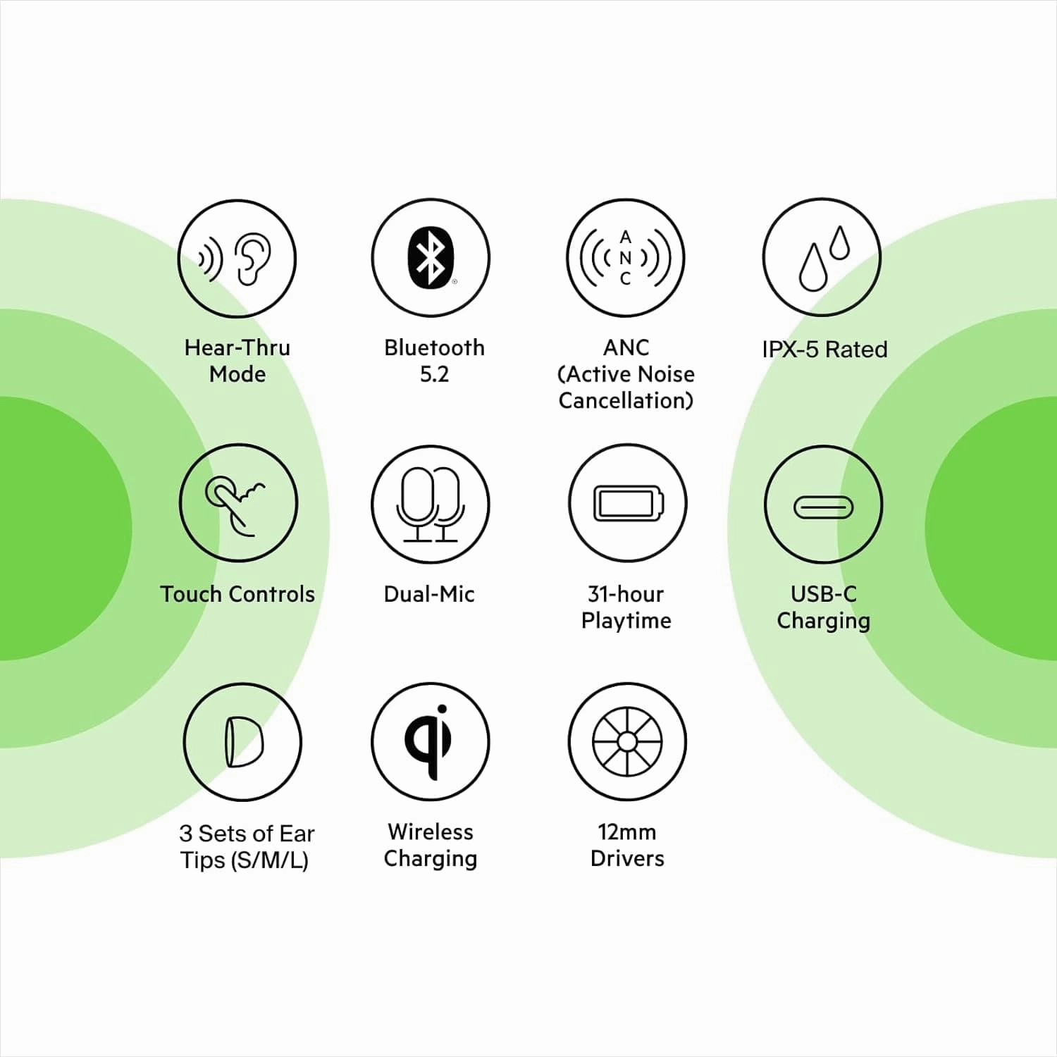 Belkin SOUNDFORM Flow True Wireless Earbuds with Active Noise Cancellation, Bluetooth Earphones with Wireless Charging, IPX5 Sweat and Water Resistant, 31H Play Time, for iPhone, Galaxy, Pixel - White