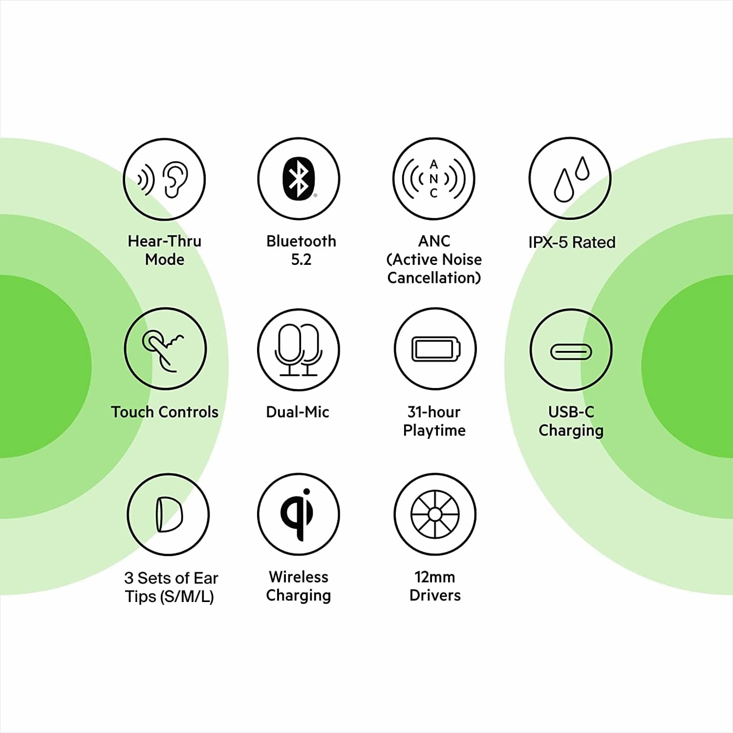 Belkin SOUNDFORM Flow True Wireless Earbuds with Active Noise Cancellation, Bluetooth Earphones with Wireless Charging, IPX5 Sweat and Water Resistant, 31H Play Time, for iPhone, Galaxy, Pixel - White
