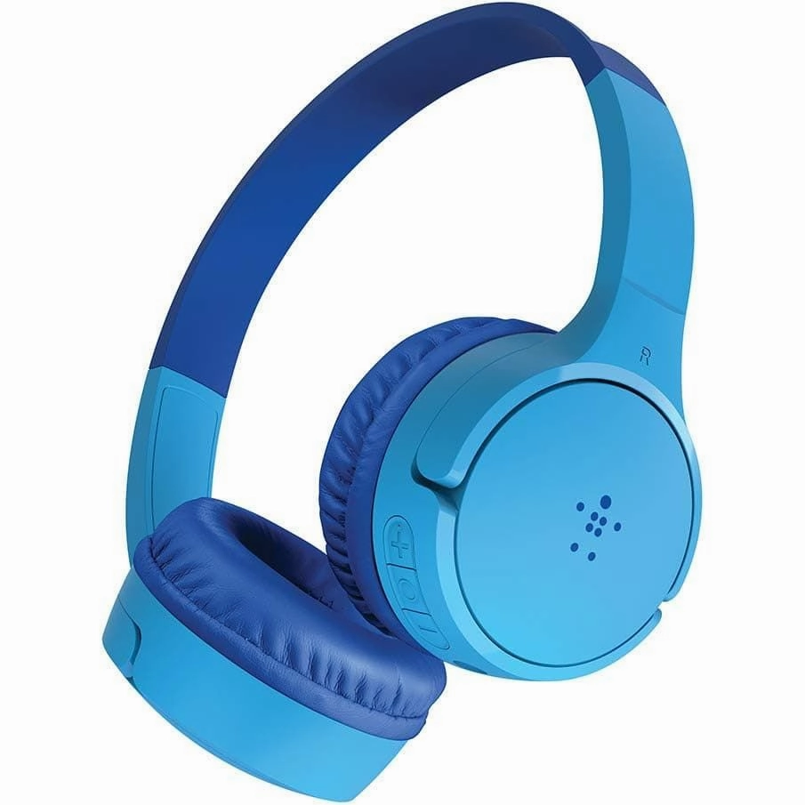 Belkin SoundForm Mini Kids Wireless Headphones with Built in Microphone, On Ear Headsets Girls and Boys For Online Learning, School, Travel Compatible with iPhones, iPads, Galaxy and more - Blue earbuds and headphones, true wireless earbuds, noise cancelli