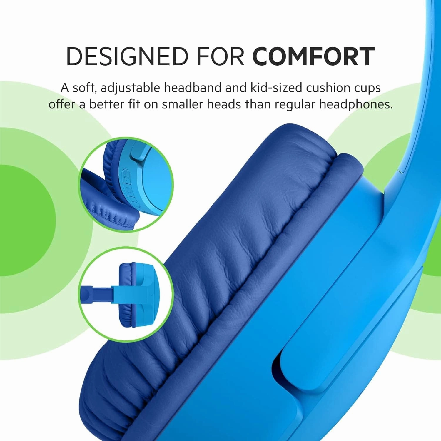 Belkin SoundForm Mini Kids Wireless Headphones with Built in Microphone, On Ear Headsets Girls and Boys For Online Learning, School, Travel Compatible with iPhones, iPads, Galaxy and more - Blue